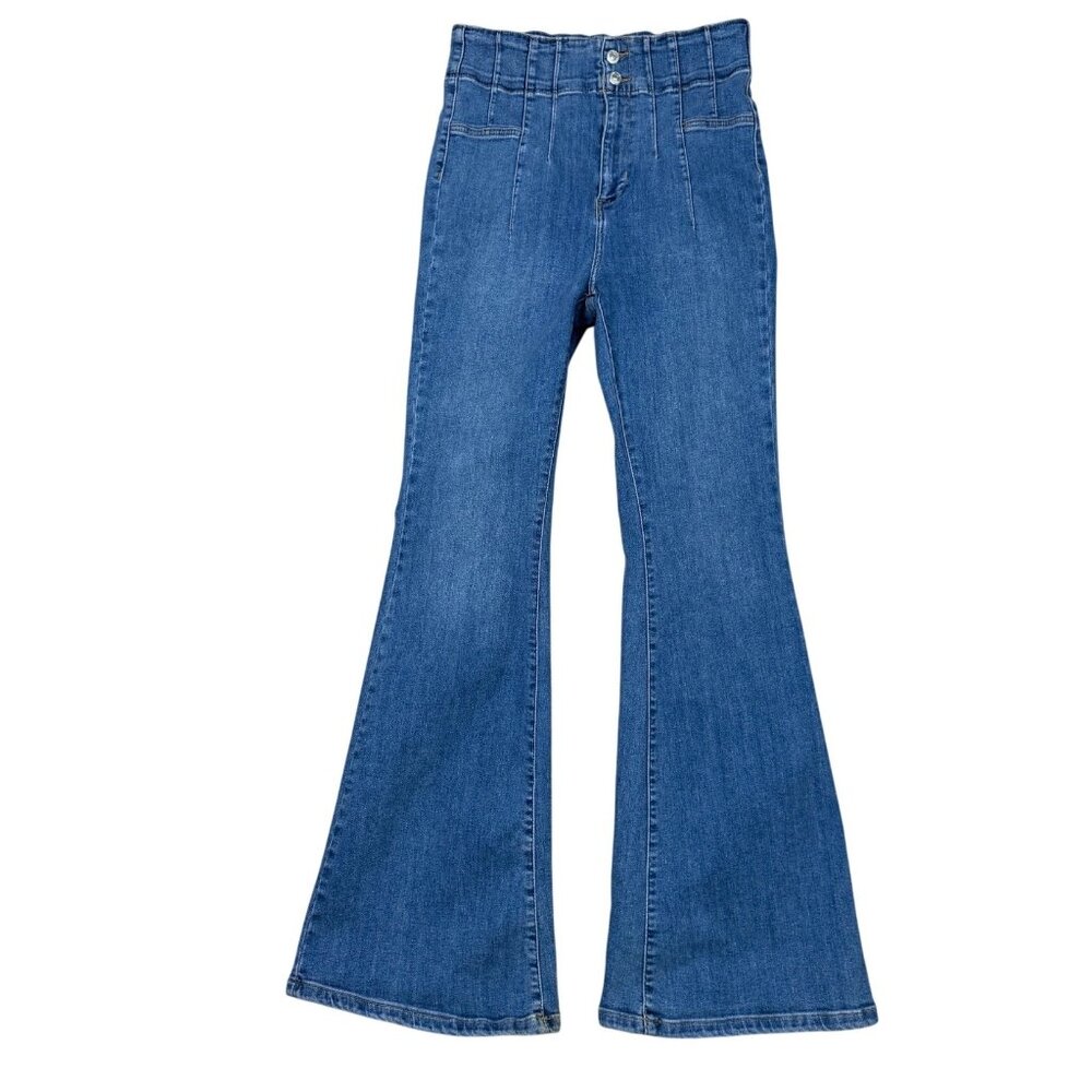 Free People High-Rise Flare Jeans in Medium Blue